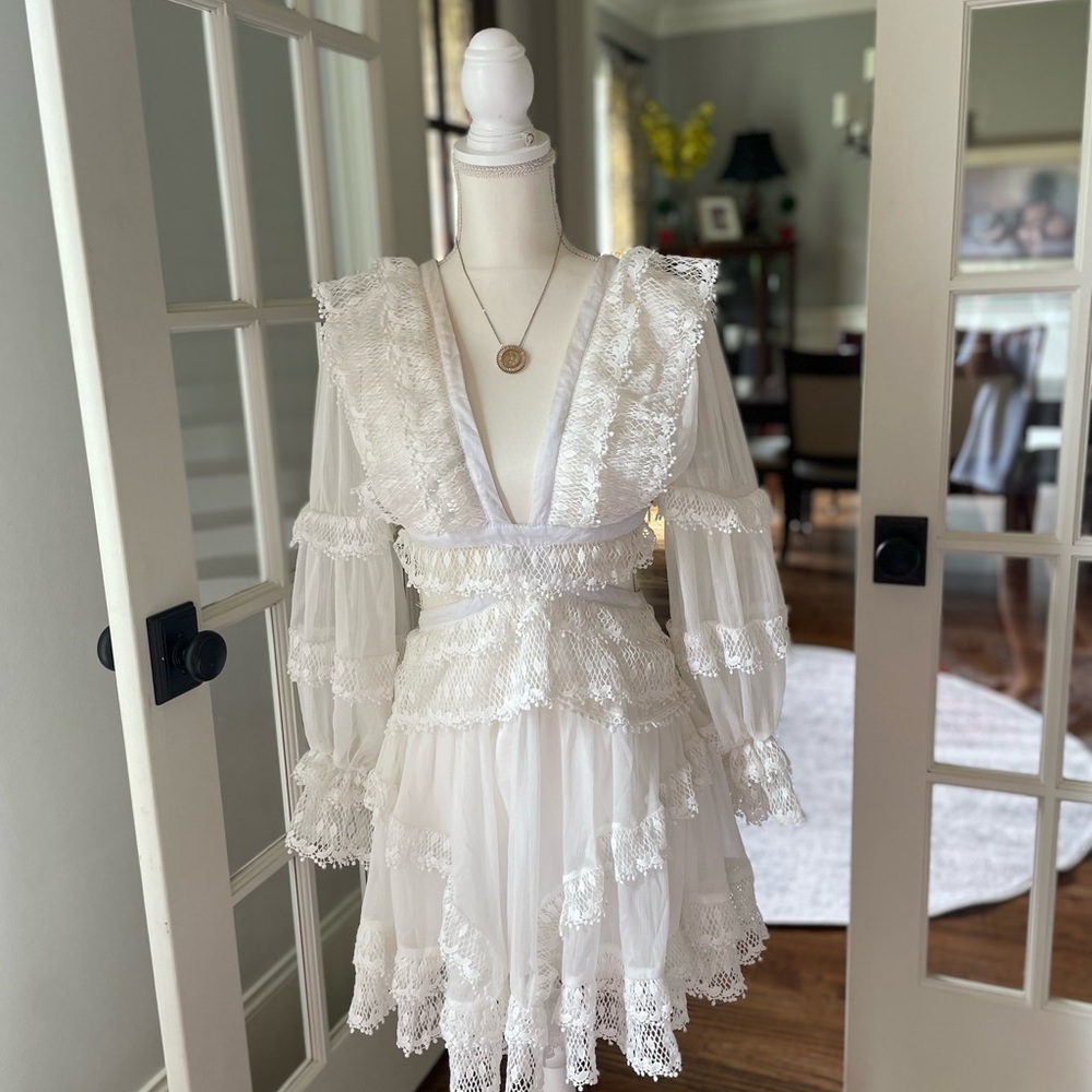 Ruffled dress with lace